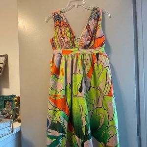 NWT Anthropologie Beaded Dress XS Midi tropical